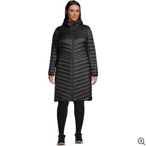 Women's Lands End Lightweight Down Fill Black Puffer Zip Up Jacket Packable 2X